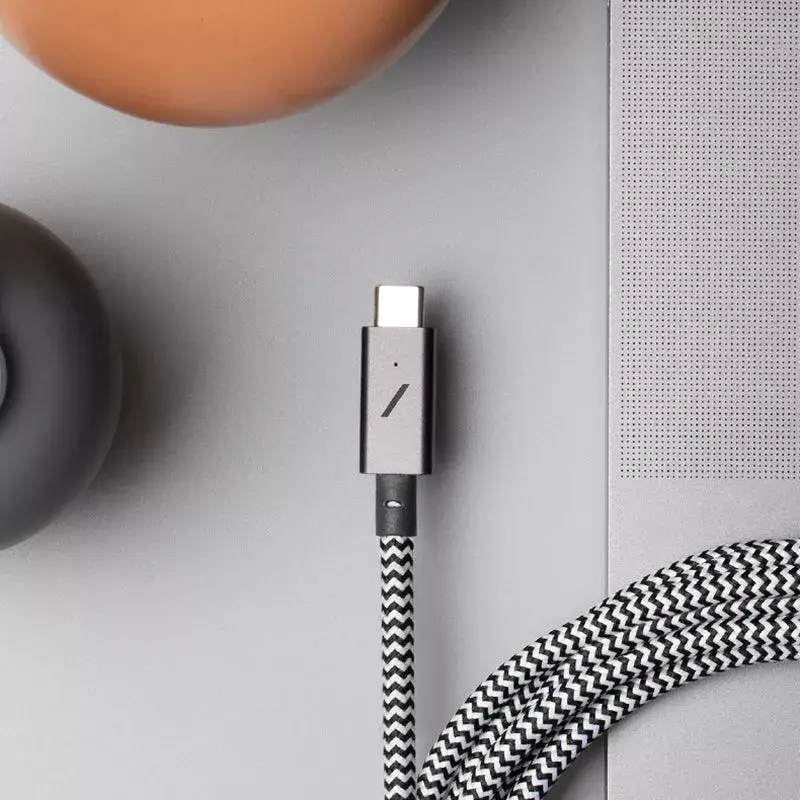 Native Union Belt Cable Pro USB-C a USB-C, 2,4 m, pantalla LED, Rose