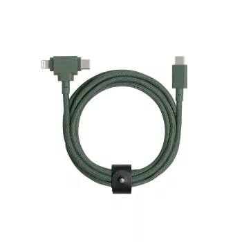 Cable USB-C a USB-C / Lightning Native Union Belt Cable Duo, 1,5 m, verde