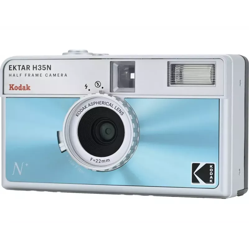 Cámara de película de 35 mm Kodak EKTAR H35N Glazed Blue — Point-and-Shoot, objetivo fijo