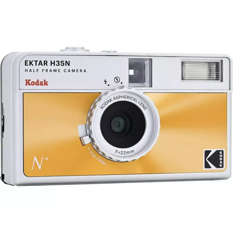 Cámara de película de 35 mm Kodak EKTAR H35N glaseado naranja — Point-and-Shoot, distancia focal fija
