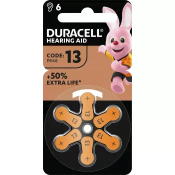 Pila para audífonos Duracell EasyTab 13 (PR48) pack de 6