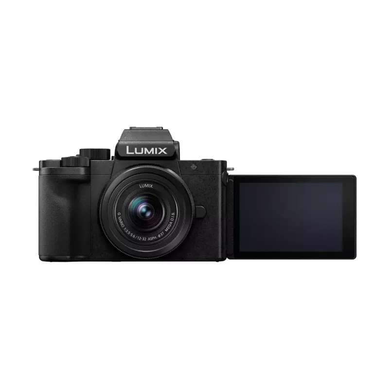 Panasonic Lumix DC-G100D kit de cámara negro con objetivo H-FS 12-32 y empuñadura DMW-SHGR2