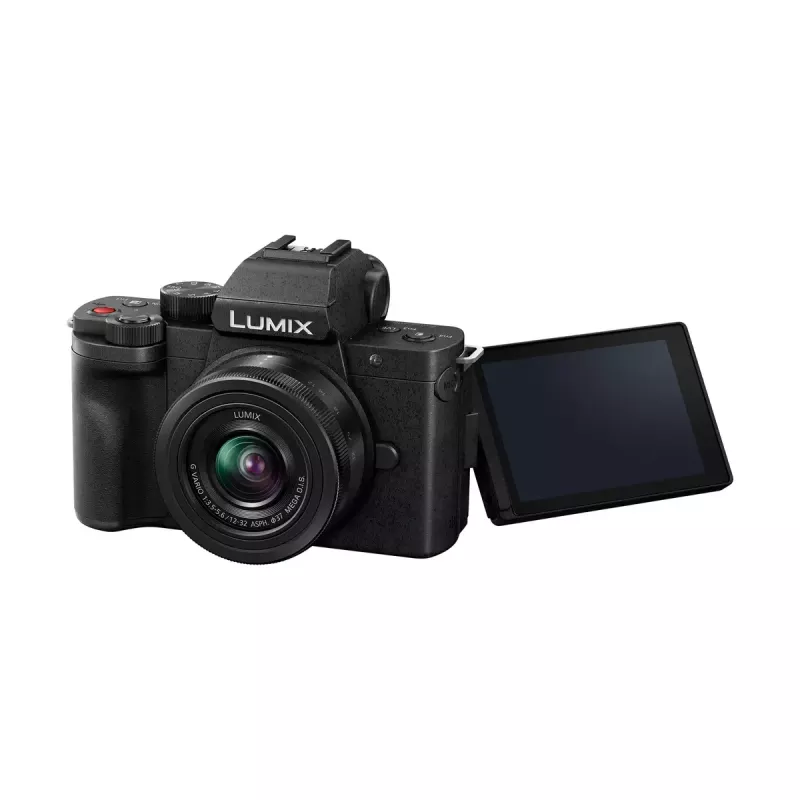 Panasonic Lumix DC-G100D kit de cámara negro con objetivo H-FS 12-32 y empuñadura DMW-SHGR2
