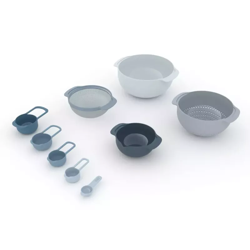 Set Joseph Joseph Nest apilable azul gris 4,5 L bol 1,65 L escurridor