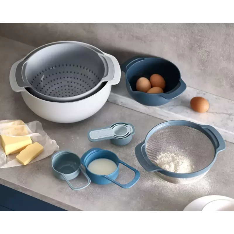 Set Joseph Joseph Nest apilable azul gris 4,5 L bol 1,65 L escurridor