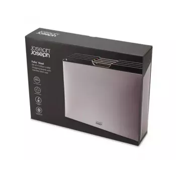 Joseph Joseph Folio Steel Juego de 4 tablas de cortar con estuche de acero, 60170
