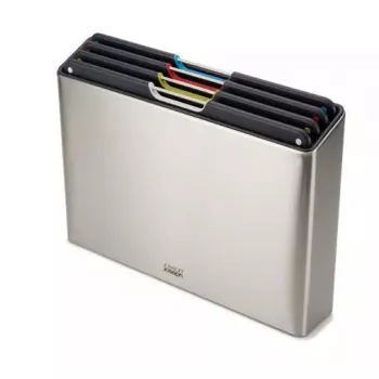 Joseph Joseph Folio Steel Juego de 4 tablas de cortar con estuche de acero, 60170