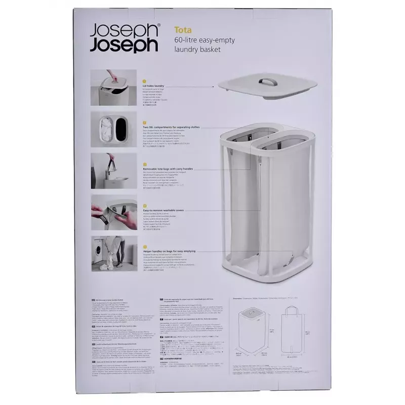 Cesto de ropa Joseph Joseph Tota 60L Ecru – capacidad de 60 litros, cesto alto ventilado