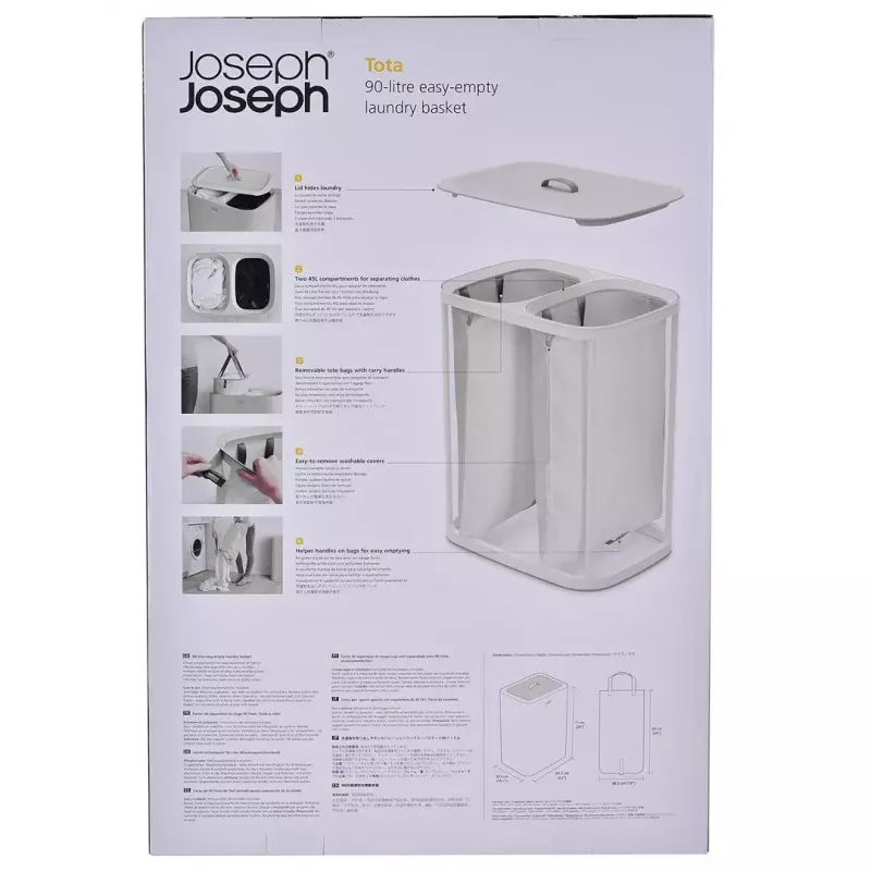 Cesto de ropa Joseph Joseph Tota 90L ecru — capacidad de 90 L, diseño duradero