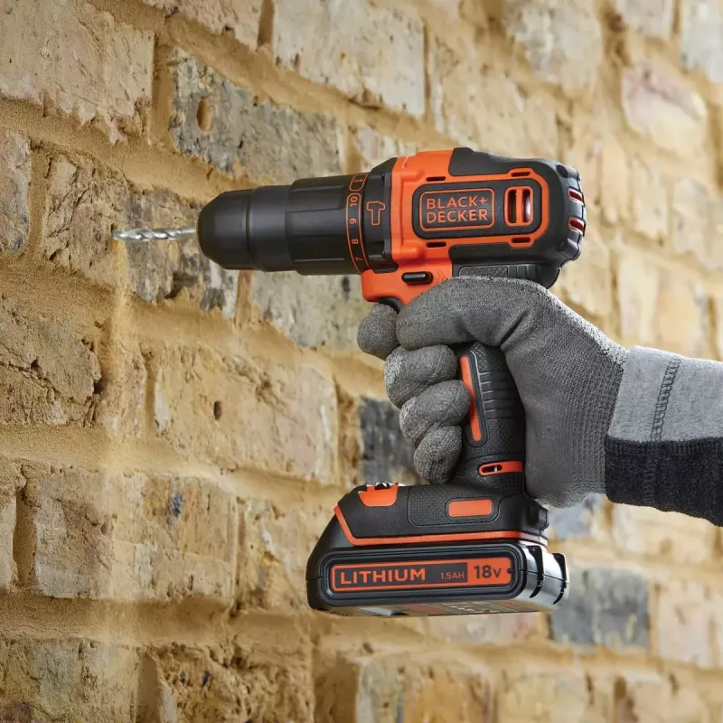 Atornillador taladrador Black & Decker BDCHD18K-QW 1400 min⁻¹, 1,5 Ah, negro, naranja