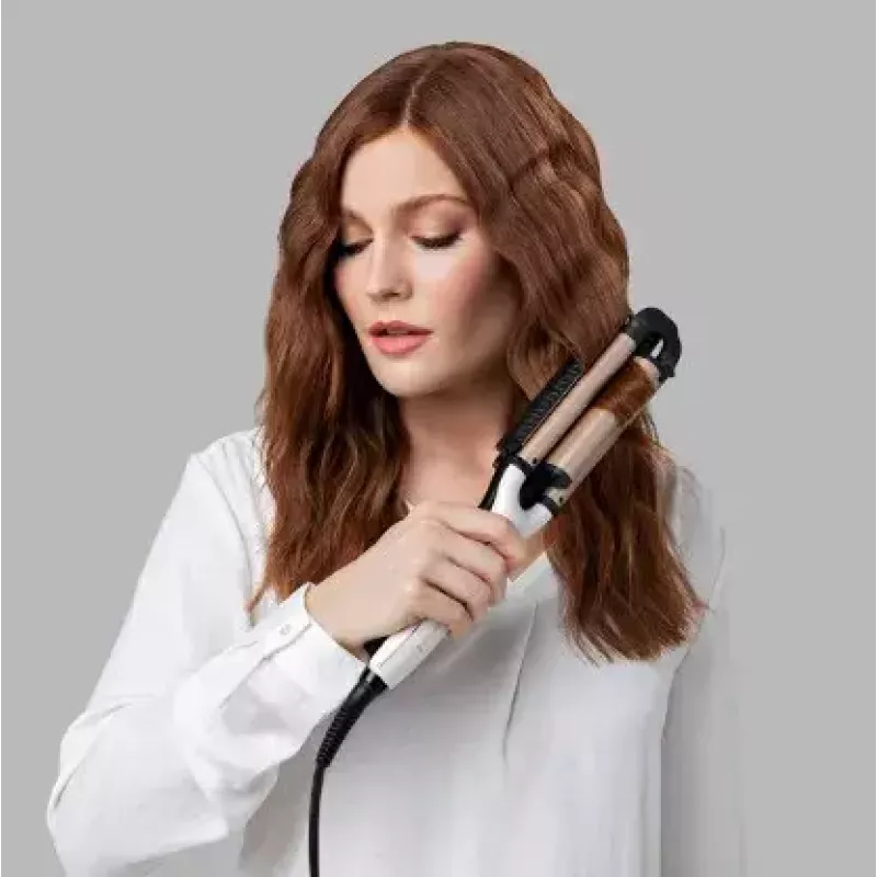 Rizador automático Remington CI91AW — oro rosa/negro, cilindro en forma de S, recubrimiento cerámico, 150–210 °C, cable giratorio de 3 m