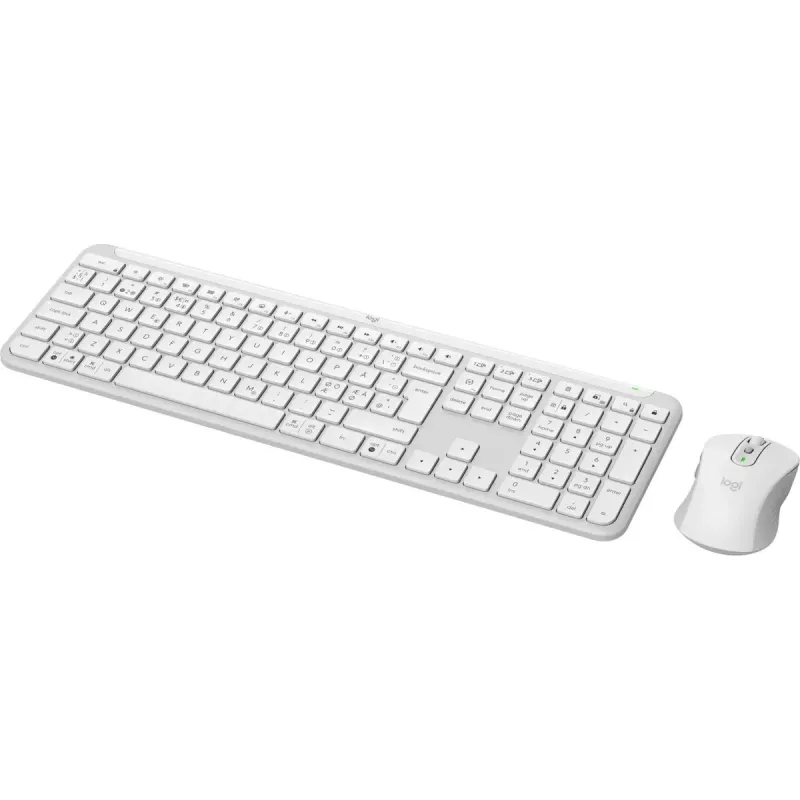 Logitech MK950 Signature teclado y ratón finos incluidos oficina RF Wireless + Bluetooth QWERTY danés finlandés noruego sueco blanco