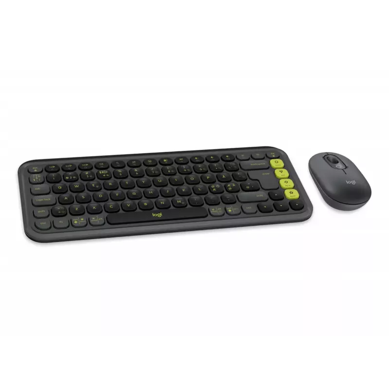 Conjunto de teclado y ratón Logitech POP Icon QZERTY Bluetooth mini Graphite verde