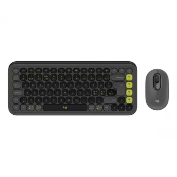 Conjunto de teclado y ratón Logitech POP Icon QZERTY Bluetooth mini Graphite verde
