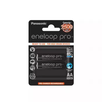 Pila AA recargable Panasonic BK-3HCDE/2BE 2500mAh 1,2V, 2 uds.