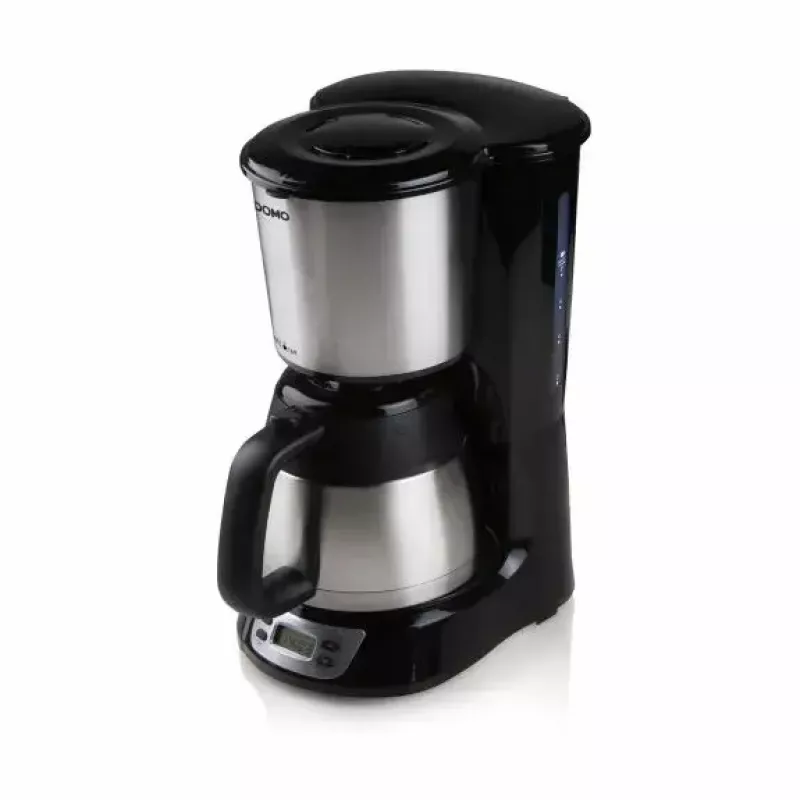 Cafetera de filtro Domo DO709K — semiautomática, depósito de agua de 1 L, jarra de 8 tazas, LCD, acero inoxidable/negro