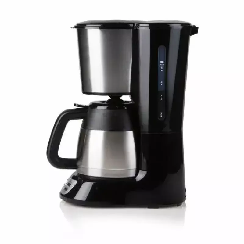 Cafetera de filtro Domo DO709K — semiautomática, depósito de agua de 1 L, jarra de 8 tazas, LCD, acero inoxidable/negro