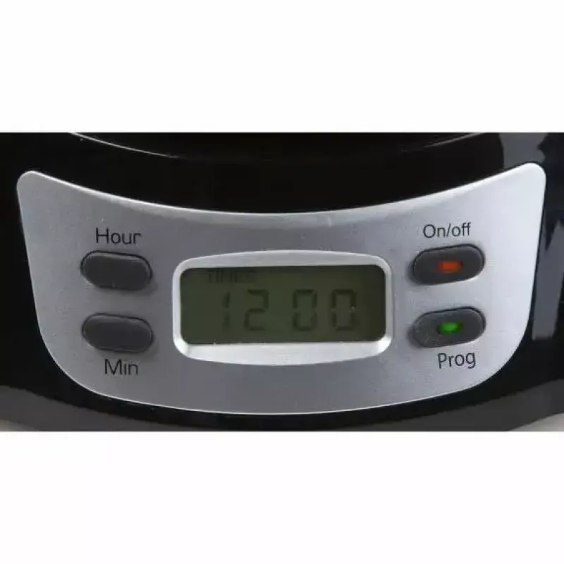 Cafetera de filtro Domo DO709K — semiautomática, depósito de agua de 1 L, jarra de 8 tazas, LCD, acero inoxidable/negro