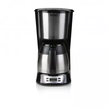 Cafetera de filtro Domo DO709K — semiautomática, depósito de agua de 1 L, jarra de 8 tazas, LCD, acero inoxidable/negro
