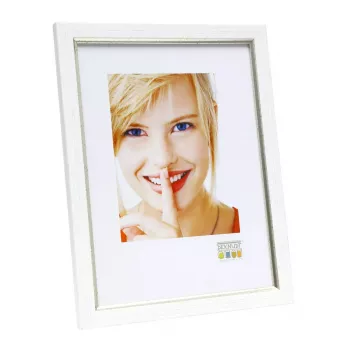 Marco de fotos individual Deknudt S46AF1 plata blanco MDF plástico 318x12x418mm