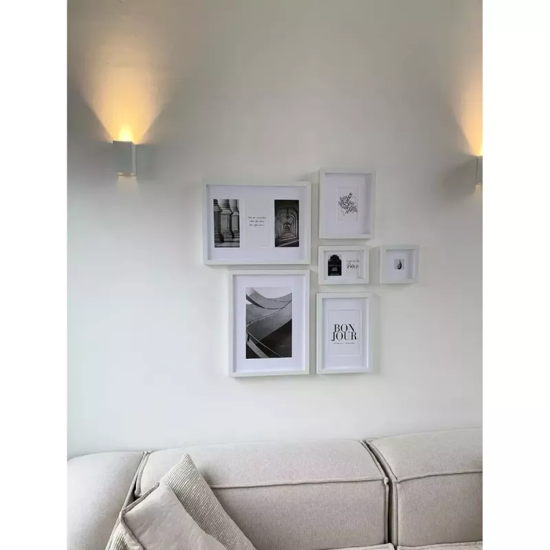Set de marcos de fotos Deknudt S46YK1 blanco MDF vidrio madera