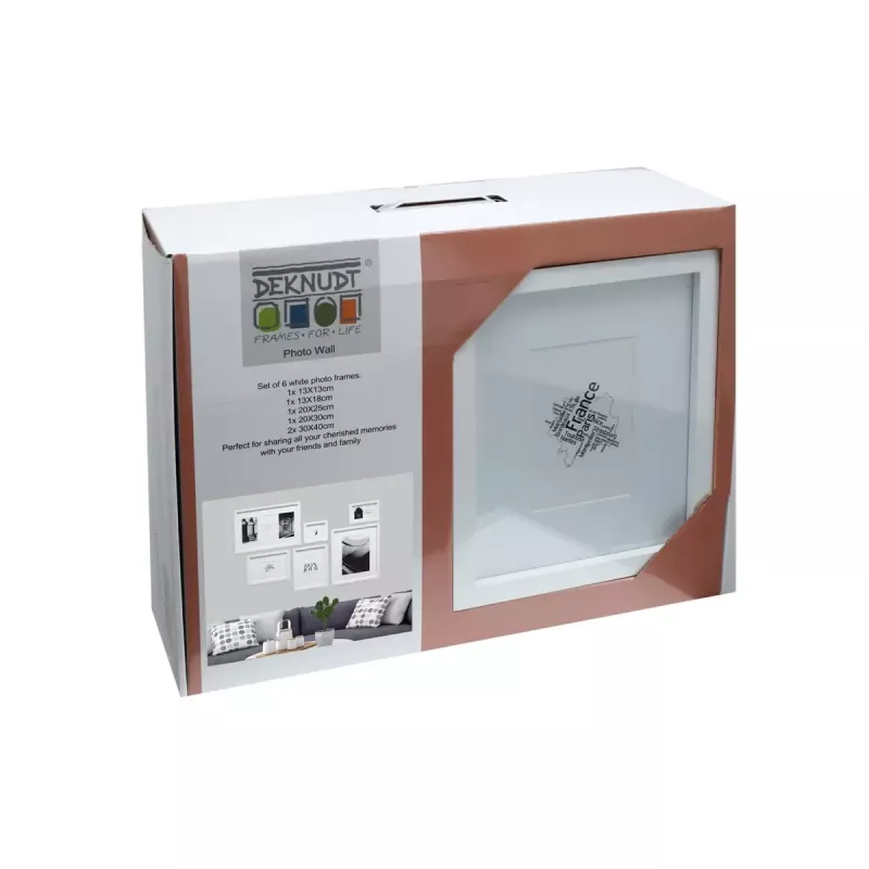 Set de marcos de fotos Deknudt S46YK1 blanco MDF vidrio madera