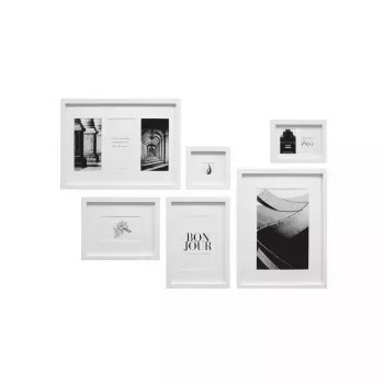 Set de marcos de fotos Deknudt S46YK1 blanco MDF vidrio madera