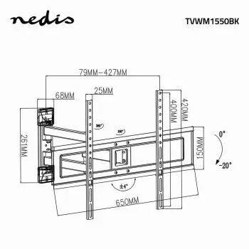 Soporte de pie para TV Nedis TVWM1550BK para pantallas de 94–177,8 cm (37–70