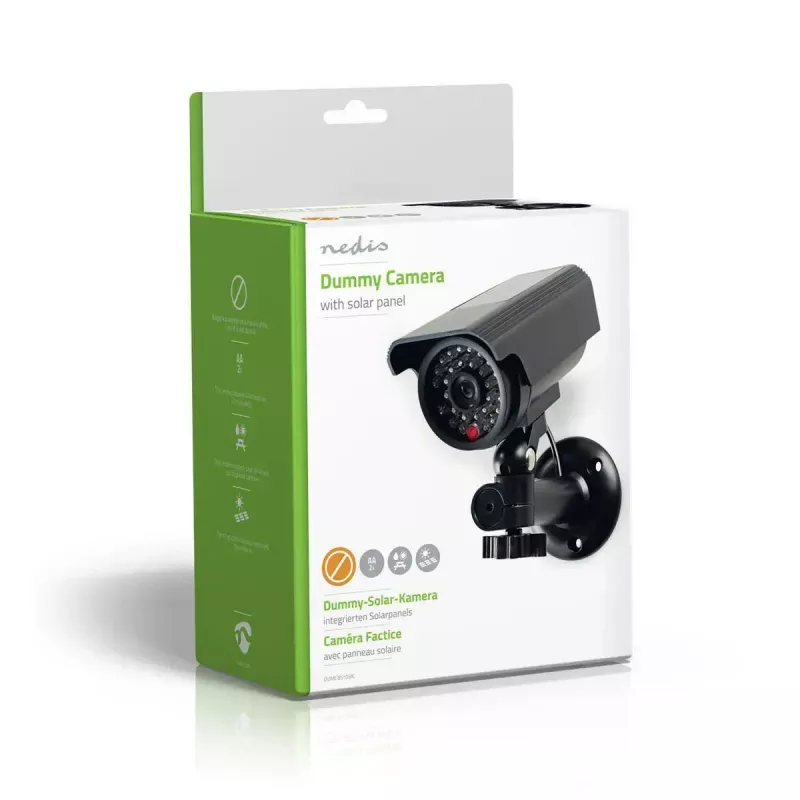 Nedis DUMCBS10BK Cámara de seguridad falsa, negra, para exteriores