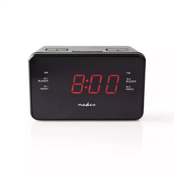 Despertador digital Nedis CLAR002BK — pantalla LED, AC 220–240V, 130×80×70 mm, negro