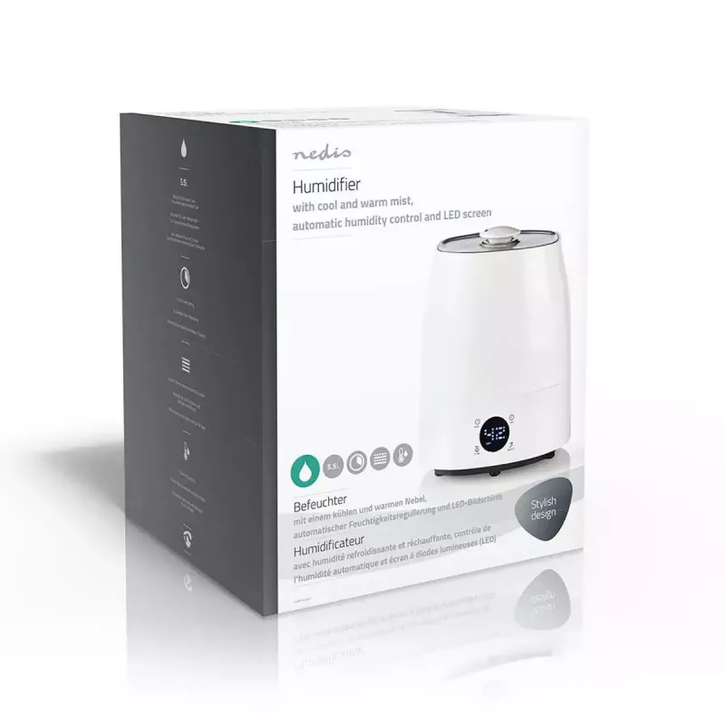 Humidificador Nedis HUMI120CWT — humidificador de ambiente compacto en blanco/gris