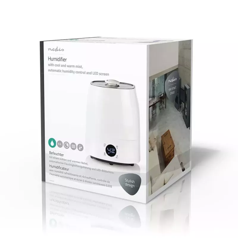Humidificador Nedis HUMI120CWT — humidificador de ambiente compacto en blanco/gris