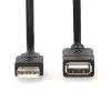 Nedis CCGL60010BK20 Cable alargador USB 2.0, A macho a A hembra, 2 m, negro