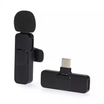 Micrófono lavalier USB-C inalámbrico recargable Nedis MICW110BK