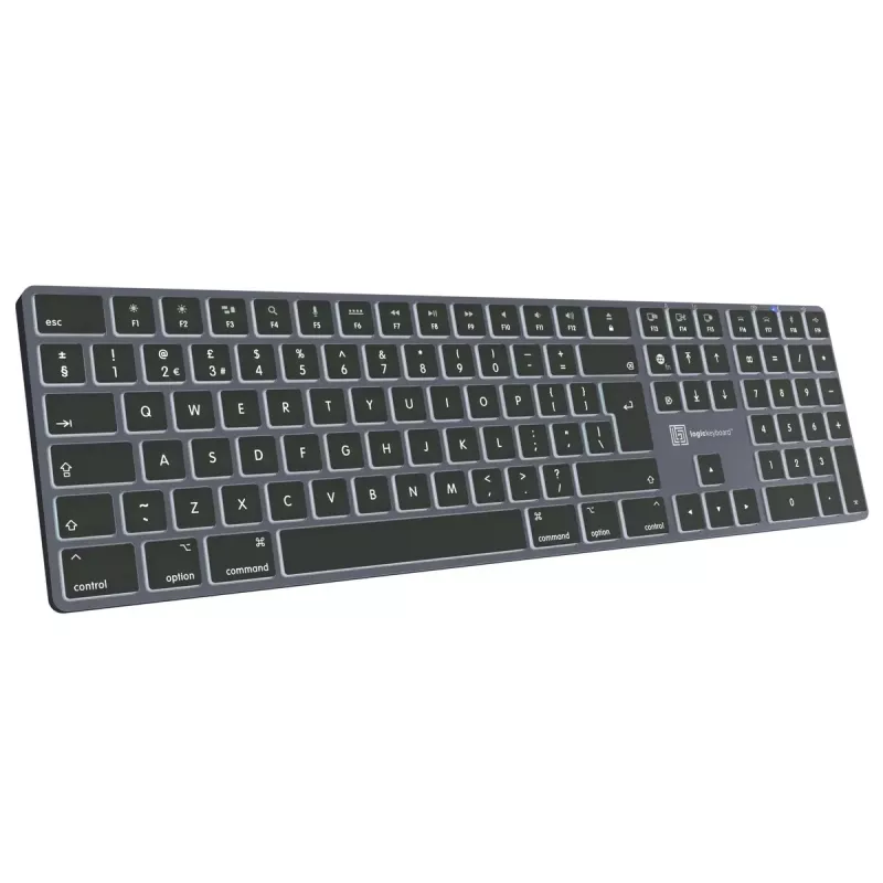 Teclado de tamaño completo LogicKeyboard SKB-TM-UK USB + Bluetooth, QWERTY UK English, Titanium