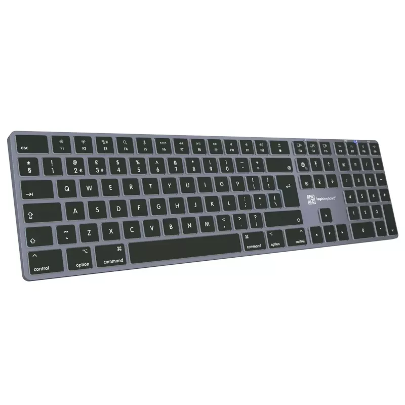 Teclado de tamaño completo LogicKeyboard SKB-TM-UK USB + Bluetooth, QWERTY UK English, Titanium
