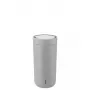 Vaso térmico Stelton To Go Click 400 ml gris tapa de acero inoxidable interior de polipropileno 72×80 mm