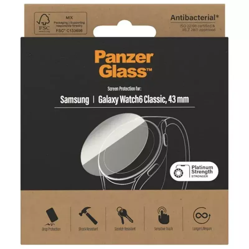 Protector de pantalla PanzerGlass para Samsung Galaxy Watch6 43mm AB – vidrio templado, modelo 3685