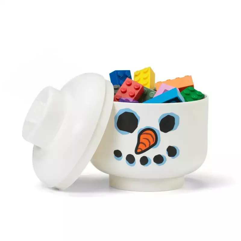 Storage Head Snowman mini de Room Copenhagen – organizador de juguetes y bloques compatible con LEGO, blanco