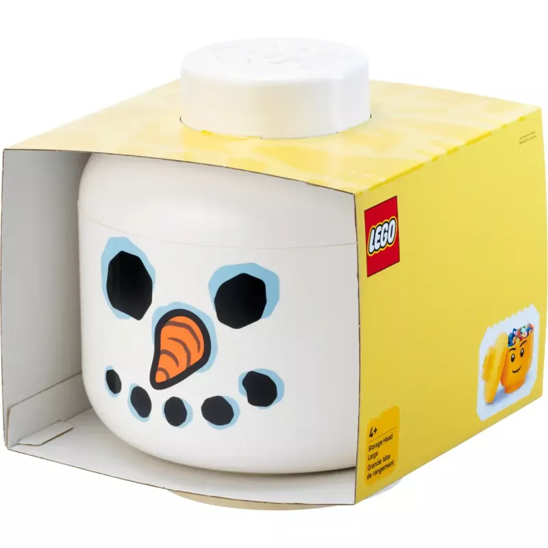 Storage Head Snowman large by room copenhagen — contenedor de almacenamiento de juguetes compatible con LEGO, blanco