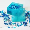 Storage Brick 4 Top Lid Glitter by room copenhagen — caja de almacenamiento tipo LEGO azul claro/transparente