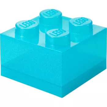 Storage Brick 4 Top Lid Glitter by room copenhagen — caja de almacenamiento tipo LEGO azul claro/transparente