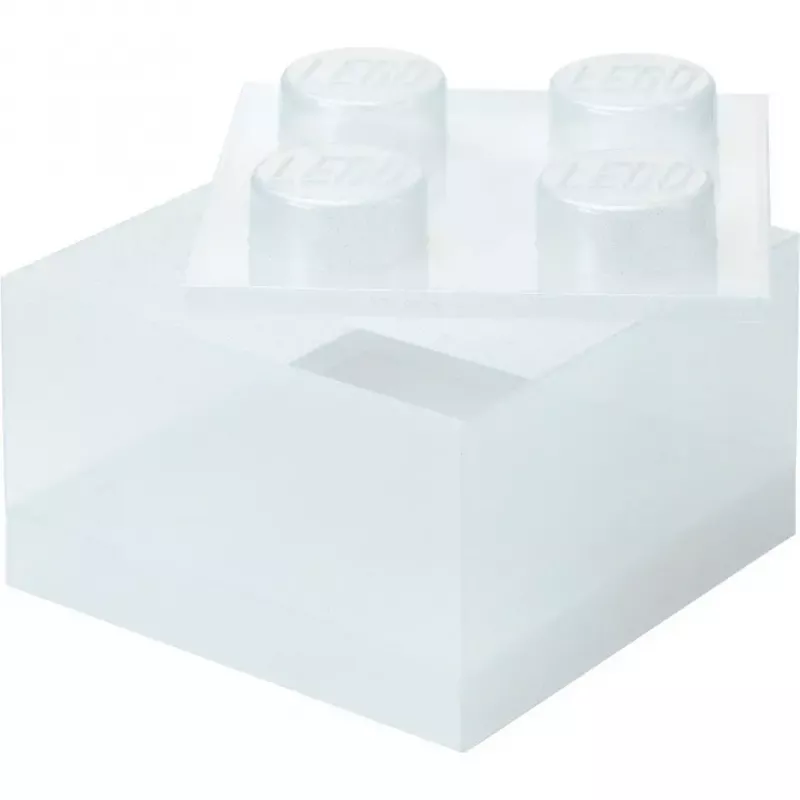 Storage Brick 4 Top Lid Glitter (transparente) de room copenhagen — caja de almacenamiento compatible con LEGO, 4 tetones, transparente con purpurina