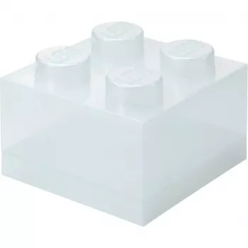 Storage Brick 4 Top Lid Glitter (transparente) de room copenhagen — caja de almacenamiento compatible con LEGO, 4 tetones, transparente con purpurina