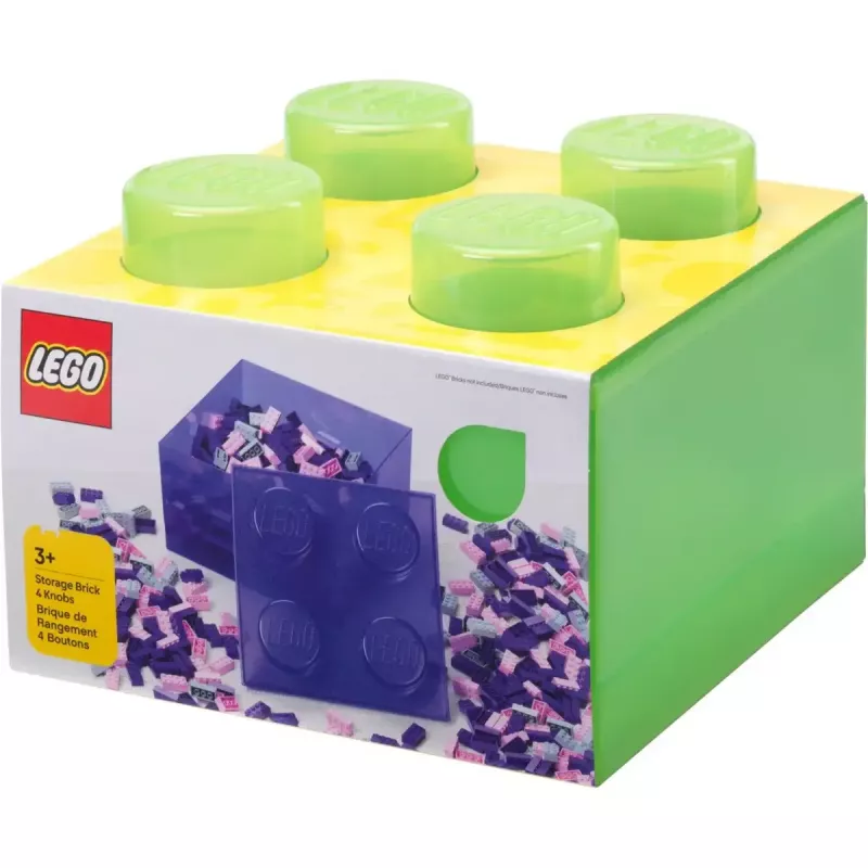 Storage Brick 4 tapa Translucent (verde claro/transparente) de room copenhagen – contenedor de almacenamiento de plástico compatible con LEGO