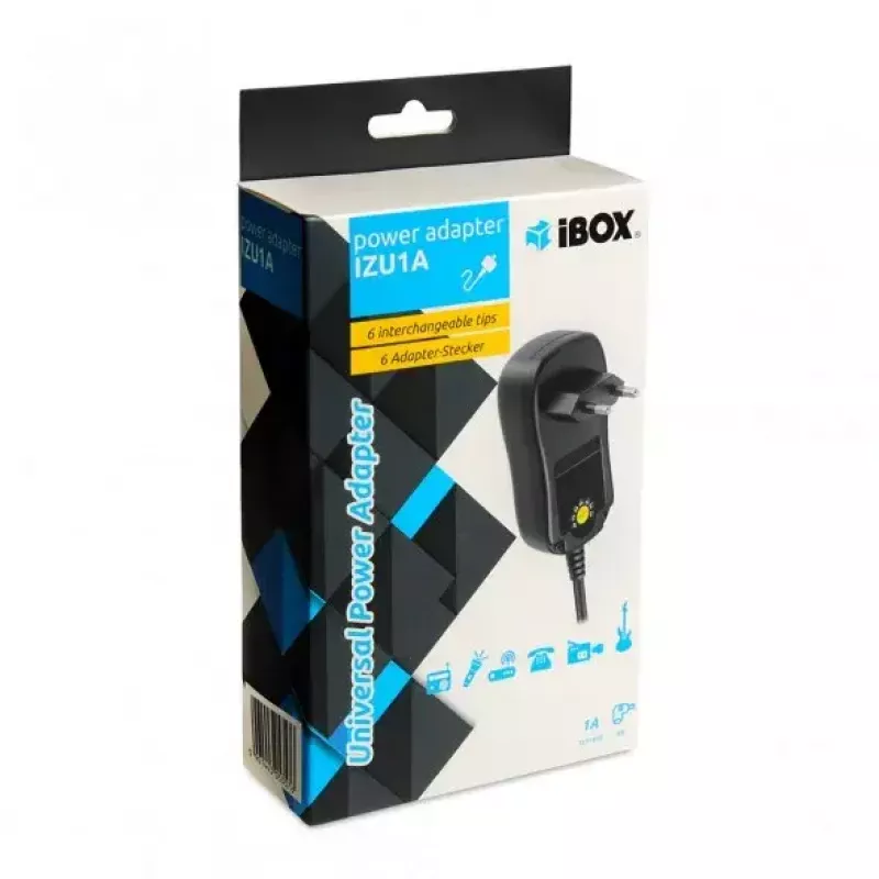Fuente de alimentación IBOX IZU1A para interior 100–240 V negra, 75×35×43 mm