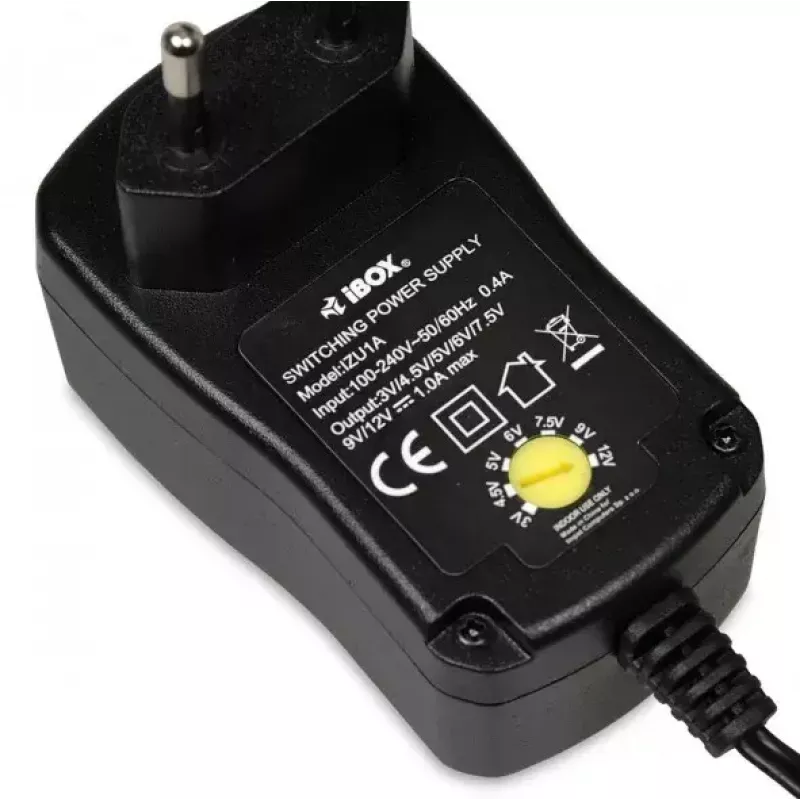 Fuente de alimentación IBOX IZU1A para interior 100–240 V negra, 75×35×43 mm