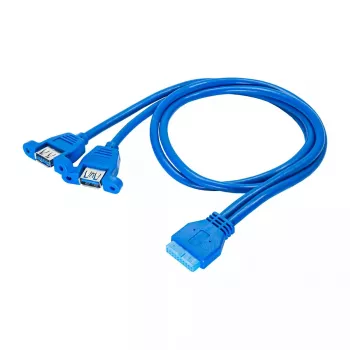 Cable adaptador USB 3.0 interno Akyga AK-CA-62, cabecera de 19 pines a 2 x conector hembra USB-A, 0,65 m