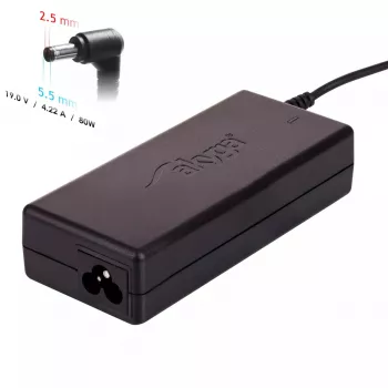Fuente de alimentación Akyga AK-ND-72 para portátiles Toshiba e impresoras Zebra, 80 W, 19 V, 4,22 A, 5,5 x 2,5 mm