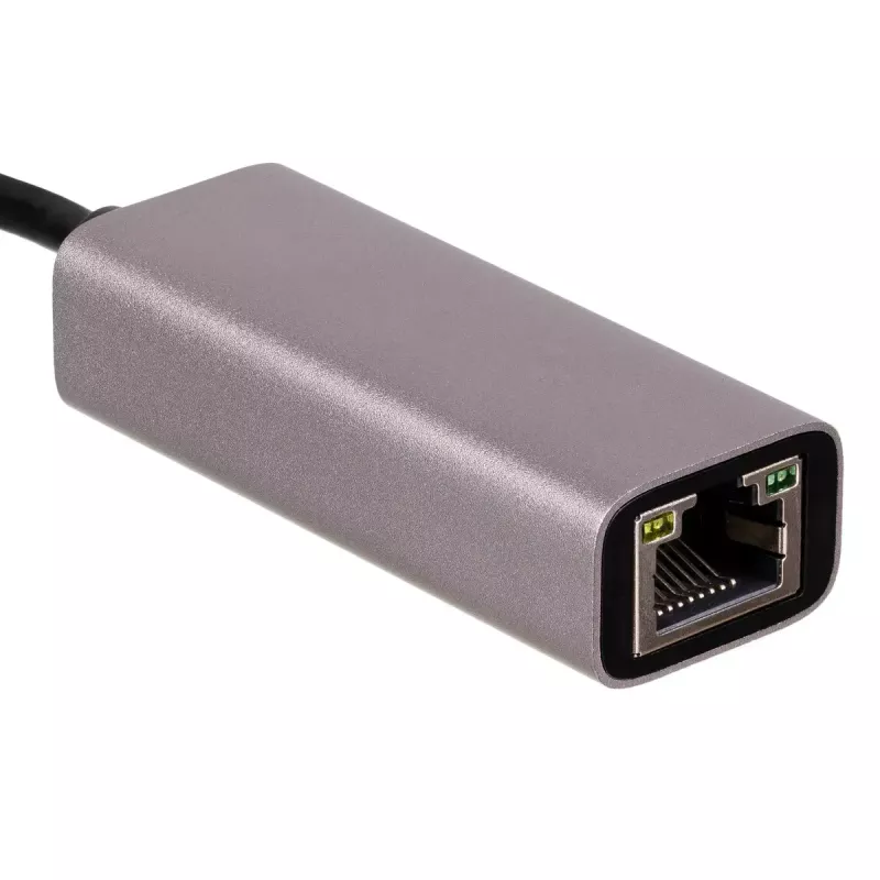 Adaptador USB-C a Gigabit Ethernet Akyga AK-AD-65, RJ45, 15 cm, plateado